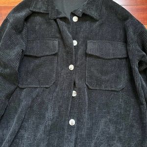 Shein black corduroy shacket jacket S Small
